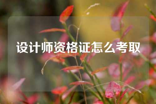 设计师资格证怎么考取