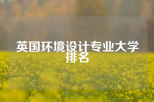 英国环境设计专业大学排名