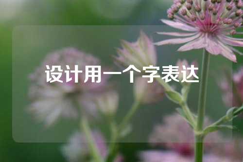 设计用一个字表达