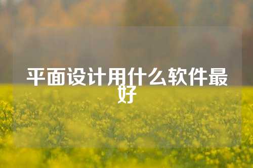 平面设计用什么软件最好