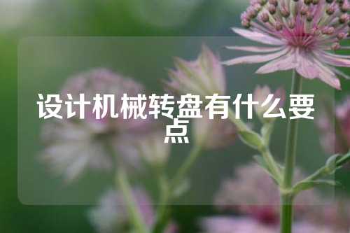 设计机械转盘有什么要点