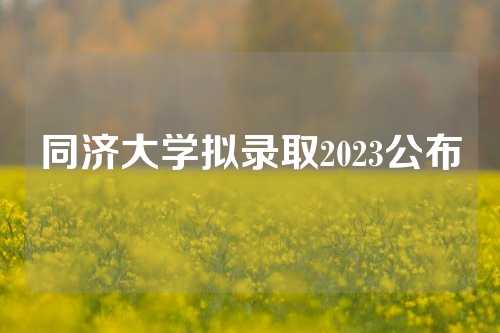 同济大学拟录取2023公布