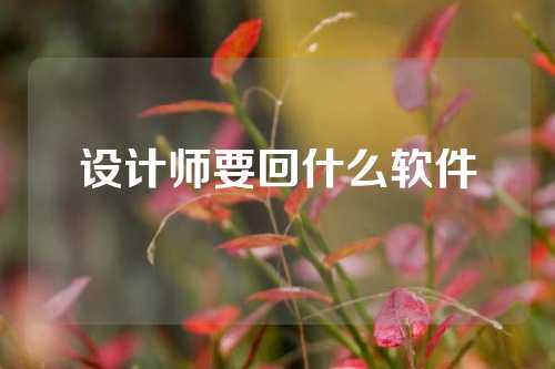 设计师要回什么软件