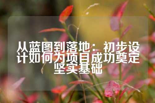 从蓝图到落地：初步设计如何为项目成功奠定坚实基础