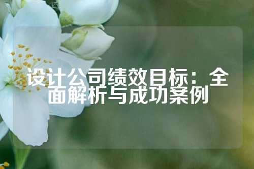 设计公司绩效目标：全面解析与成功案例