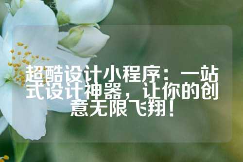 超酷设计小程序：一站式设计神器，让你的创意无限飞翔！