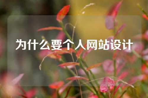 为什么要个人网站设计