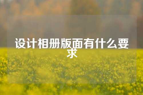 设计相册版面有什么要求
