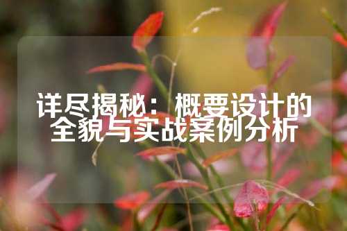详尽揭秘：概要设计的全貌与实战案例分析