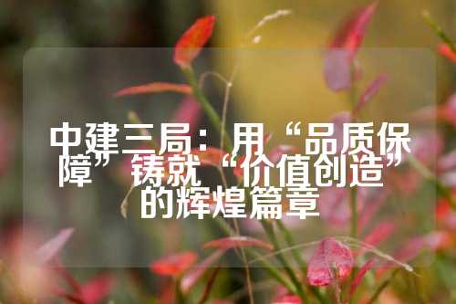 中建三局：用“品质保障”铸就“价值创造”的辉煌篇章