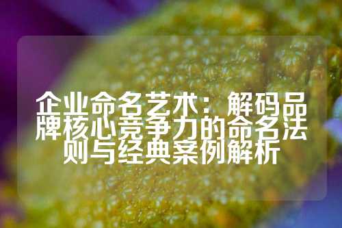 企业命名艺术：解码品牌核心竞争力的命名法则与经典案例解析