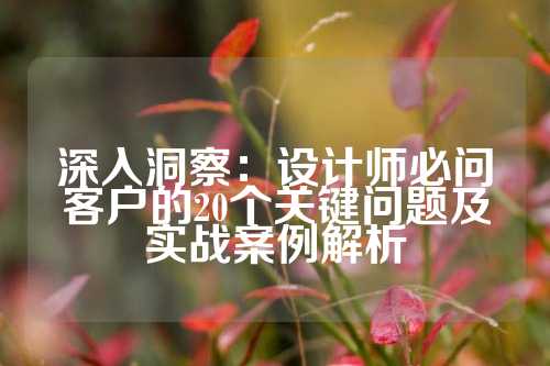 深入洞察:设计师必问客户的20个关键问题及实战案例解析