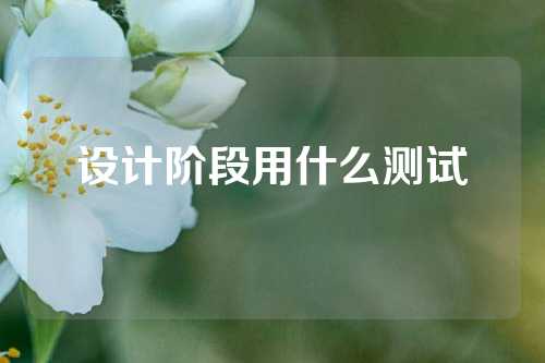 设计阶段用什么测试