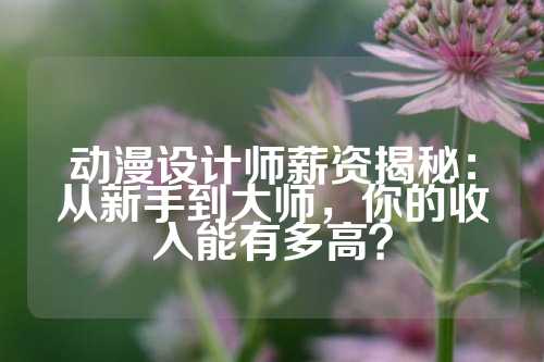 动漫设计师薪资揭秘：从新手到大师，你的收入能有多高？