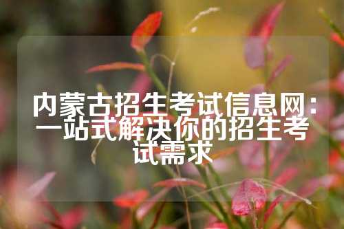 内蒙古招生考试信息网：一站式解决你的招生考试需求