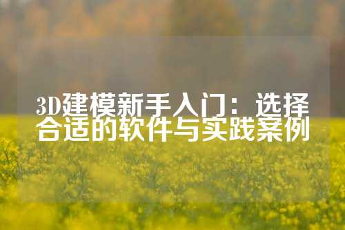 3D建模新手入门：选择合适的软件与实践案例