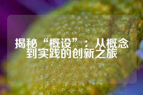 揭秘“概设”：从概念到实践的创新之旅