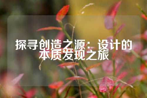 探寻创造之源：设计的本质发现之旅