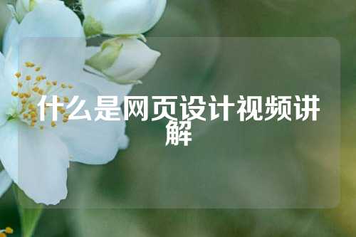 什么是网页设计视频讲解