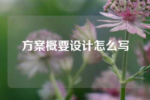 方案概要设计怎么写