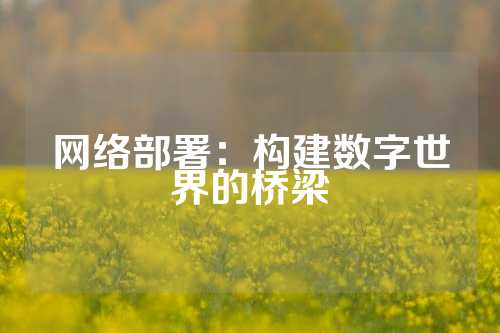 网络部署：构建数字世界的桥梁