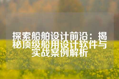 探索船舶设计前沿：揭秘顶级船用设计软件与实战案例解析