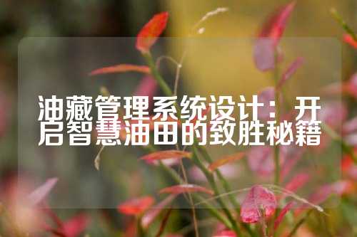 油藏管理系统设计：开启智慧油田的致胜秘籍