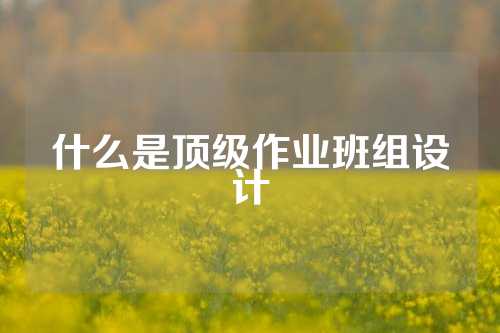 什么是顶级作业班组设计