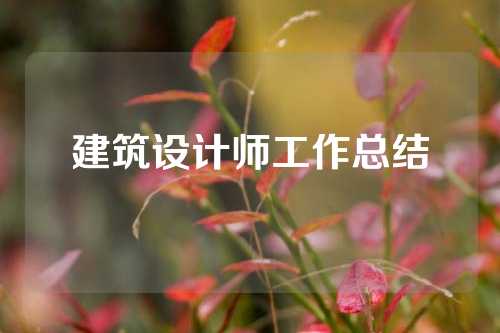 建筑设计师工作总结
