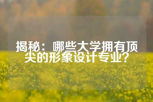 揭秘:哪些大学拥有顶尖的形象设计专业?